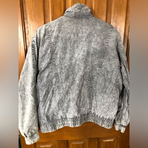 Vtg 80s Acid Wash Grey Denim Bomber Jacket - Picture 2 of 16
